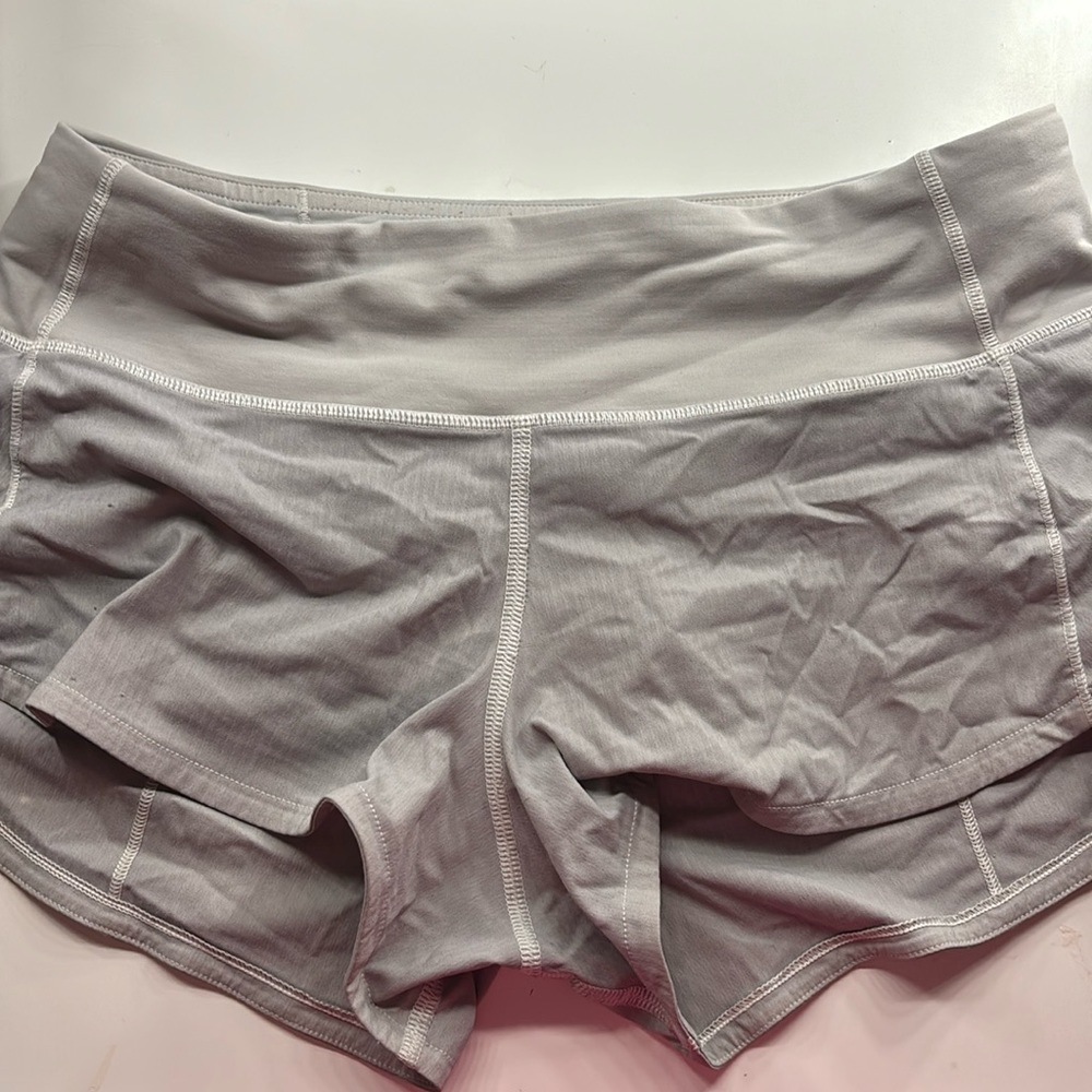 light grey lululemon speed up shorts size 2, length 2.5